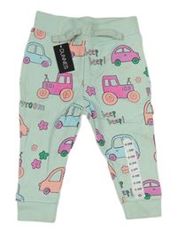 Zeleno-růžové tepláky s auty Dunnes Stores