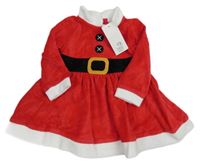 Nové - červeno-bílé sametové šaty - Santa F&F
