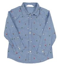 Modrá košile s vánočními obrázky H&M