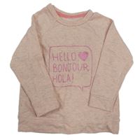 Svetloružová melírovaná ľahká mikina s nápisom