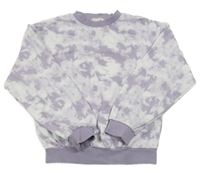 Lila-biela batikovaná mikina H&M