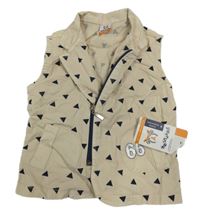 Nové - Béžová vzorovaná plátenná vesta s číslom