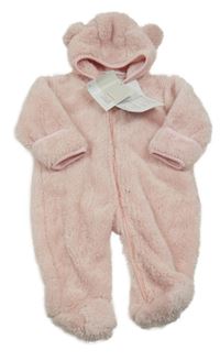 Nové - světlerůžová chlupatá kombinéza s kapucí Ergee