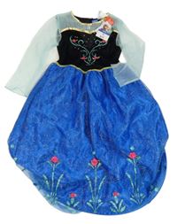 Nové - kockovaným - modro-čierne šaty s obručí - Frozen - Anna Disney