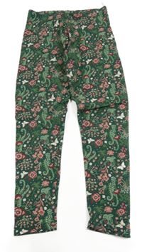 Tmavozelené květované legíny C&A