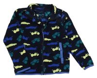 Tmavomodro-zeleno-žltá fleecová prepínaci mikina s motorkami Primark