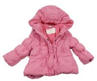 Růžová šusťáková prošívaná zateplená bunda s kapucí 