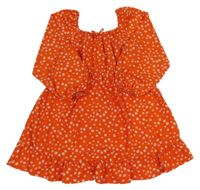 Červené květované lehké šaty s volánkem Primark