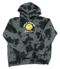 Sivo-čierna vzorovaná mikina so smajlíkom a kapucňou H&M