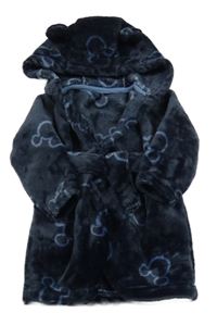 Tmavomodrý plyšový župan s Mickeym a kapucí George