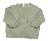 Zelený svetr s kapsou 