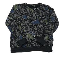 Černé pyžamové triko s nápisy 