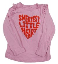 Růžové triko s nápisem a volánky George