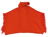 Červené pletené pončo s třásněmi a rolákem Next