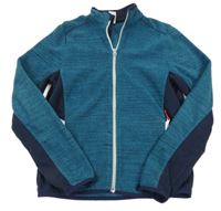 Petrolejovo-tmavomodrá fleecová funkční propínací mikina s logem Quechua