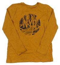 Medové melírované tričko s nápisom Yigga