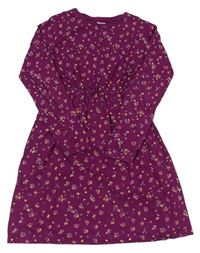 Vínové květované bavlněné šaty M&Co.