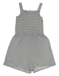 Tmavomodro-bílý pruhovaný kraťasový overal H&M