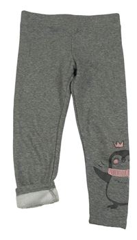Šedé melírované teplákové zateplené legíny s tučňáčkem PRIMARK