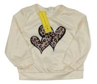 Nové - Smotanová mikina so srdiečkami Shein
