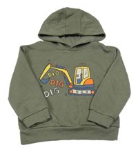 Khaki mikina s bágrom a kapucňou Primark