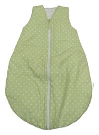 Zeleno-bílý puntíkatý zateplený spací pytel 