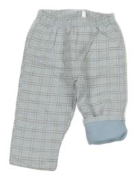 Světlemodro-bielo-sivé kockované podšité nohavice