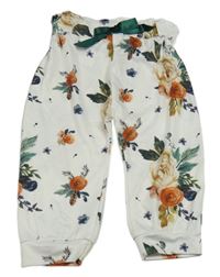 Bílé květované tepláky s mašlí