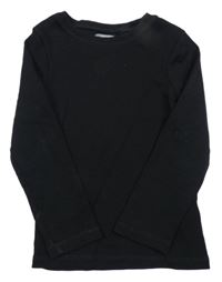 Čierne rebrované tričko Next