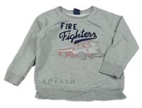 Sivá mikina s hasiči GAP