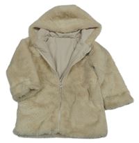 Smotanová kožušinová podšitá bunda s kapucňou Dunnes