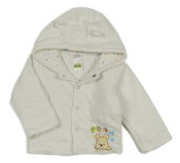 Bílá sametová propínací zateplená mikina s Medvídkem Pú a kapucí C&A