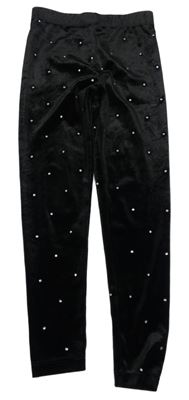 Černé sametové legíny s kamínky Dunnes