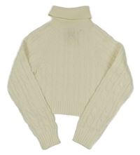 Smotanový vzorovaný crop svetrový rolák New Look