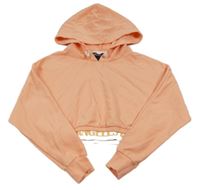 Svetloružová crop mikina s nápisom a kapucňou New Look