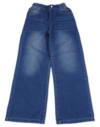 Modré široké teplákové rifle 