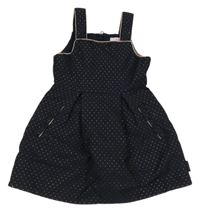 Tmavomodro-zlaté bodkovaná é šaty Baker