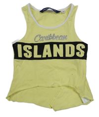 Žlto-čierny crop top s nápisom Original Marines