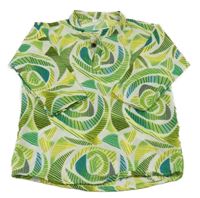 Bielo-zelená vzorovaná polo košeľa