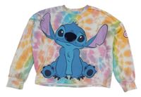 Bielo-farebná batikovaná crop mikina so Stitchem Disney