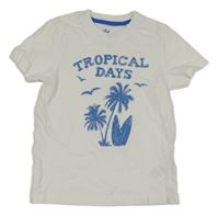 Bielo-modré tričko s palmami a nápisom Lupilu