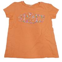 Oranžové tričko s nápisom S. Oliver
