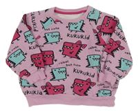 Ružová mikina s diny a nápismi