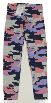 Nové - Tmavomodro-šedo-růžovo-fialové army legíny M&S