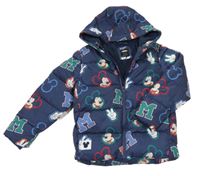 Tmavomodrá šusťáková zimní bunda s Mickeym a kapucí Disney