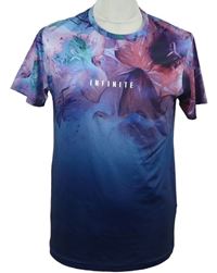Pánske modro-fialové vzorované tričko s nápisom Primark