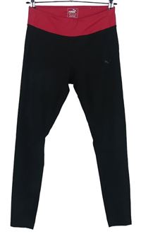 Dámské černo-tmavorůžové sportovní funkční legíny Puma