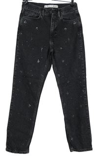 Dámské černé rifle s kamínky Denim 
