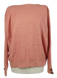 Dámský růžový žebrovaný svetr s lodičkovým výstřihem Nutmeg 