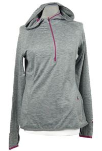 Dámská šedá melírovaná sportovní funkční mikina s kapucí TCM 